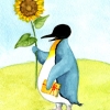 pinguin mit sonnenblume